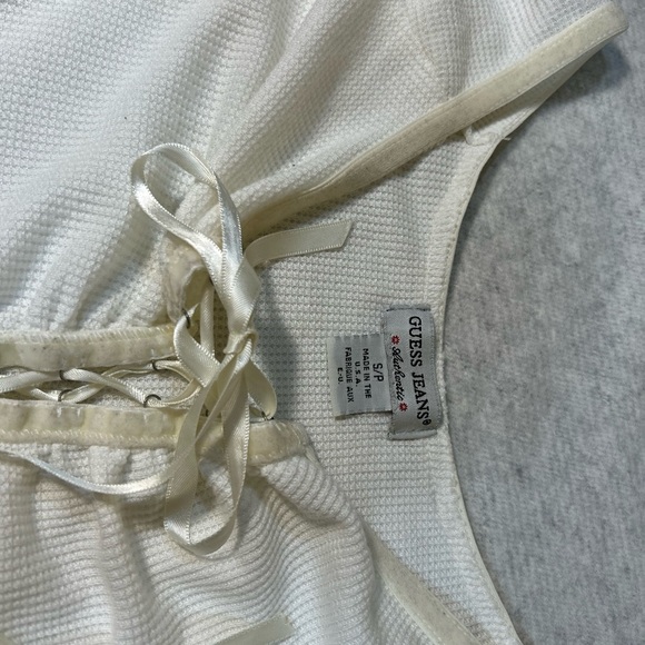 Guess Jeans Authentic Lace Up neck with long sleeve . Off white size Small - Picture 6 of 12